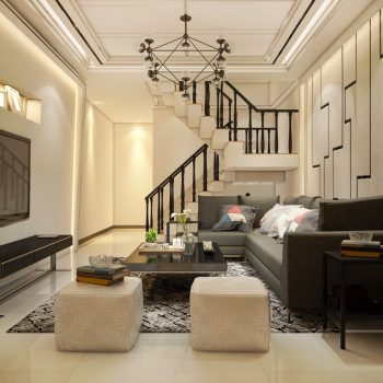 Living Room With Stairs Design Ideas