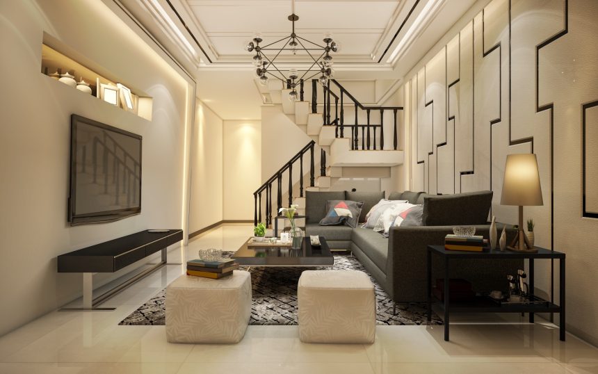 Living Room With Stairs Design Ideas